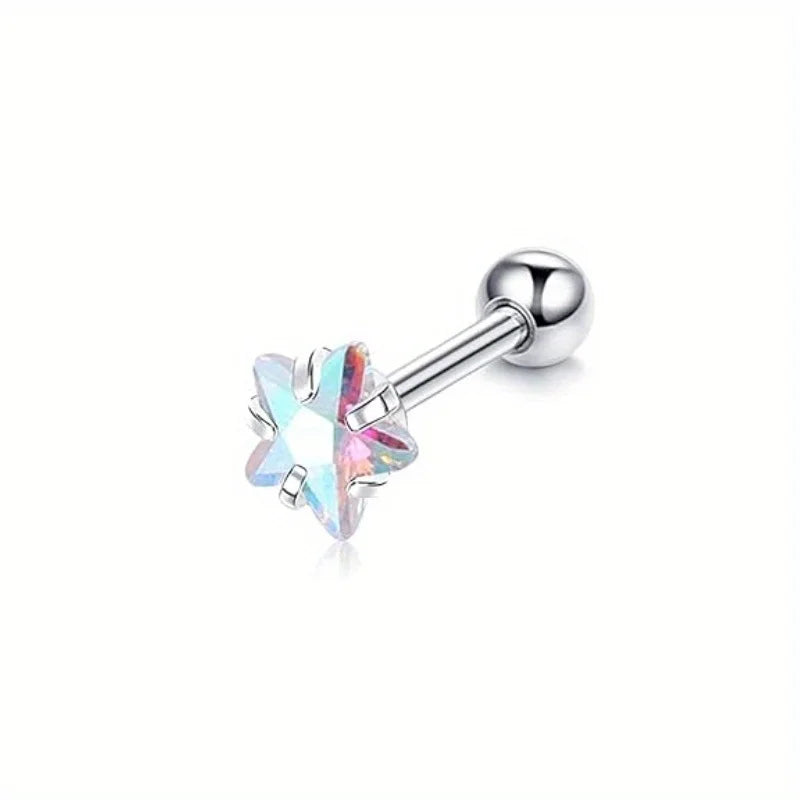 Drperfect Cartilage Earring Stud for Women Stainless Steel Cartilage Hoop Earring Heart Flower Chain Dangle CZ Piercing Jewelry