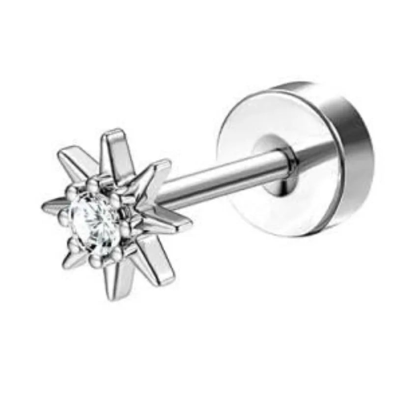 Bobisty 1pc Earrings for Sensitive Ears Surgical Stainless Steel Earrings for Women Dainty Flat Back Earring Stud Hoop Cartilage