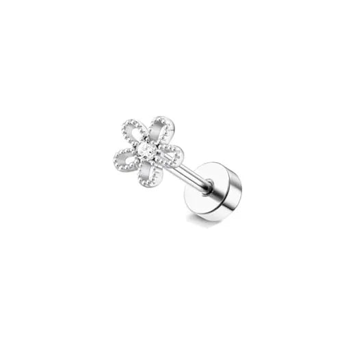 Drperfect Cartilage Earring Stainless Steel Helix for Women Opal CZ Stud Earrings Butterfly Flat Back Cartilage Piercing Jewelry