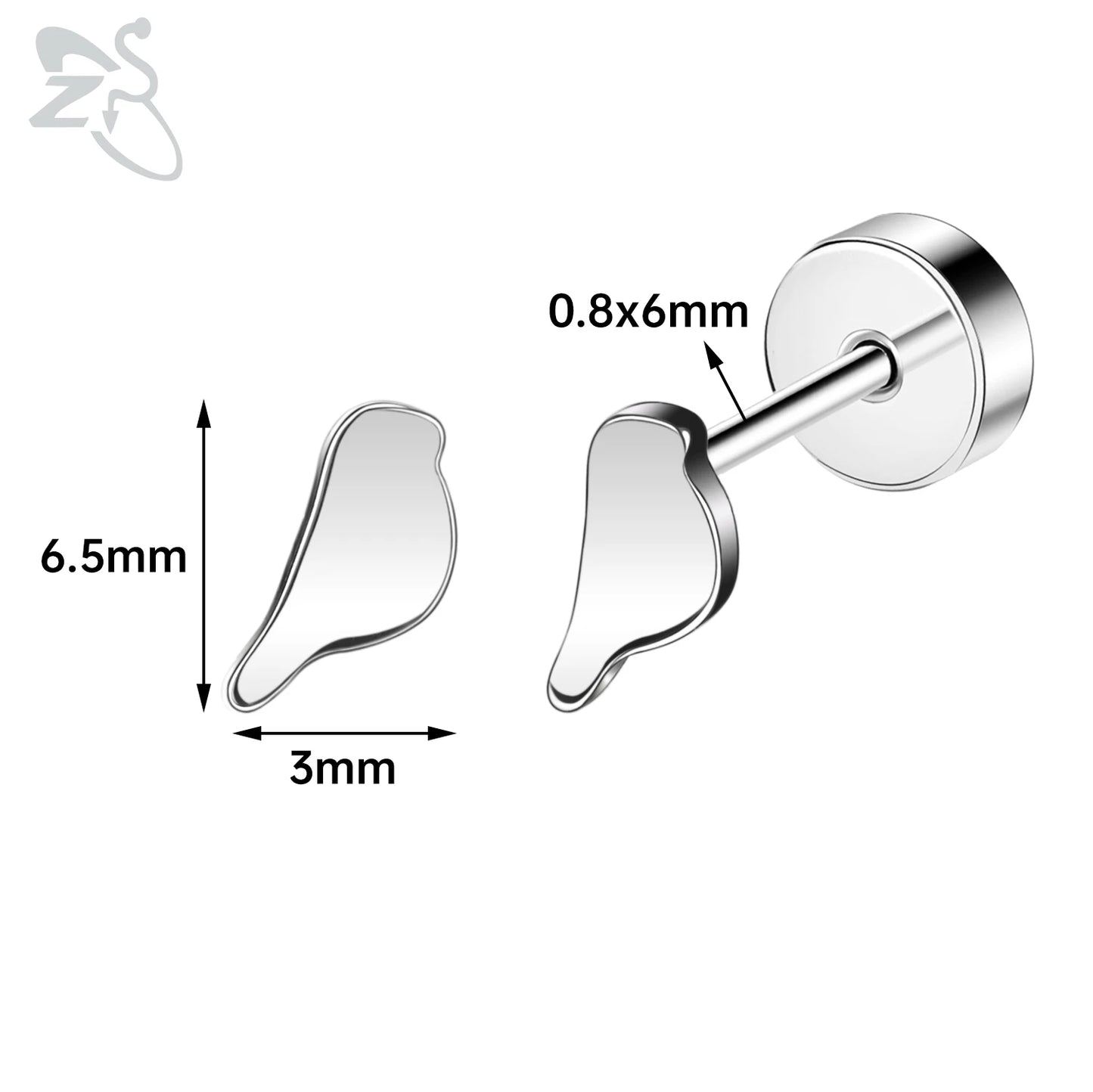 ZS 1 Pair Cute Heart Flower Stud Earring For Women Girls 20G Stainless Steel Flat Back Earrings Cartilage Helix Conch Piercings