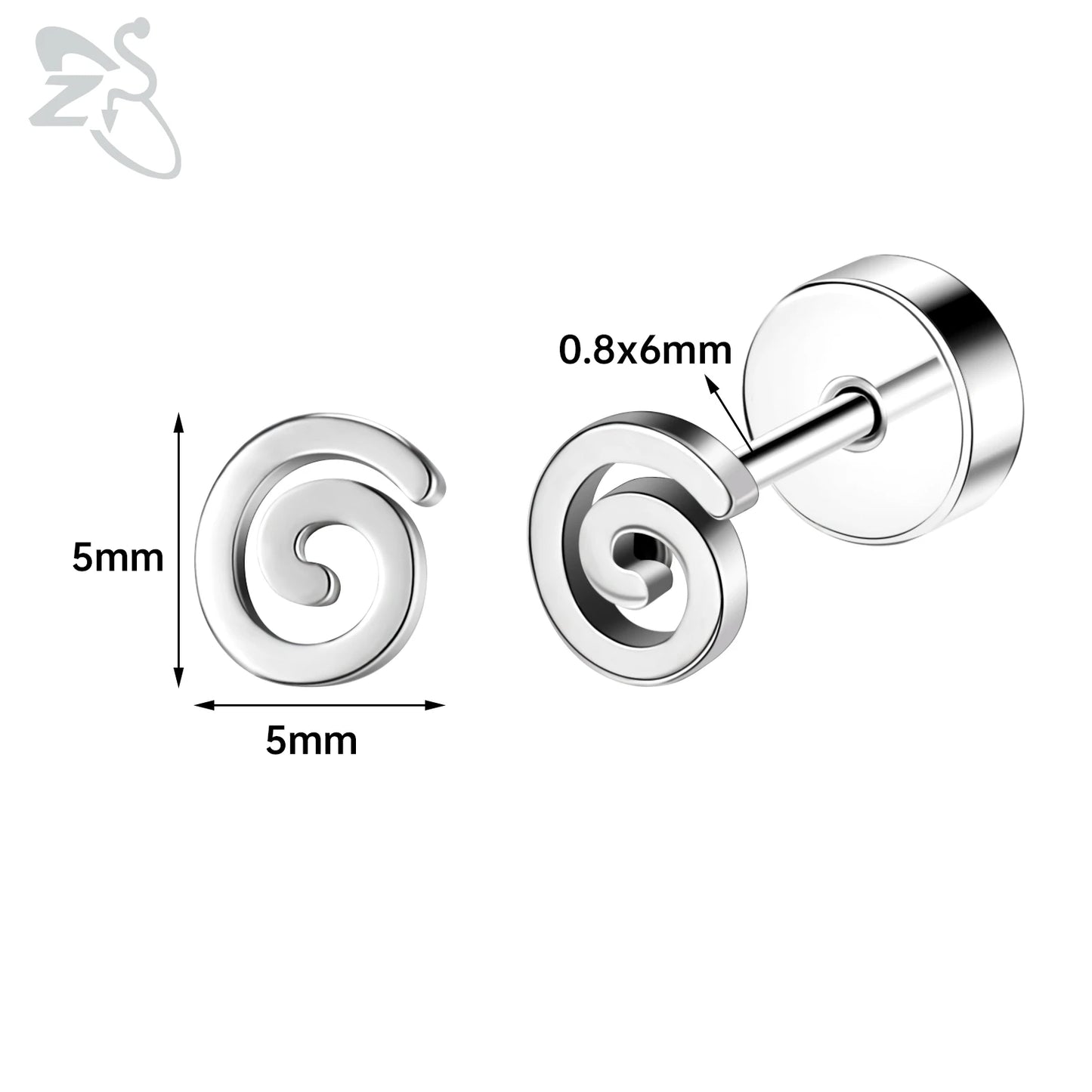 ZS 1 Pair Cute Heart Flower Stud Earring For Women Girls 20G Stainless Steel Flat Back Earrings Cartilage Helix Conch Piercings
