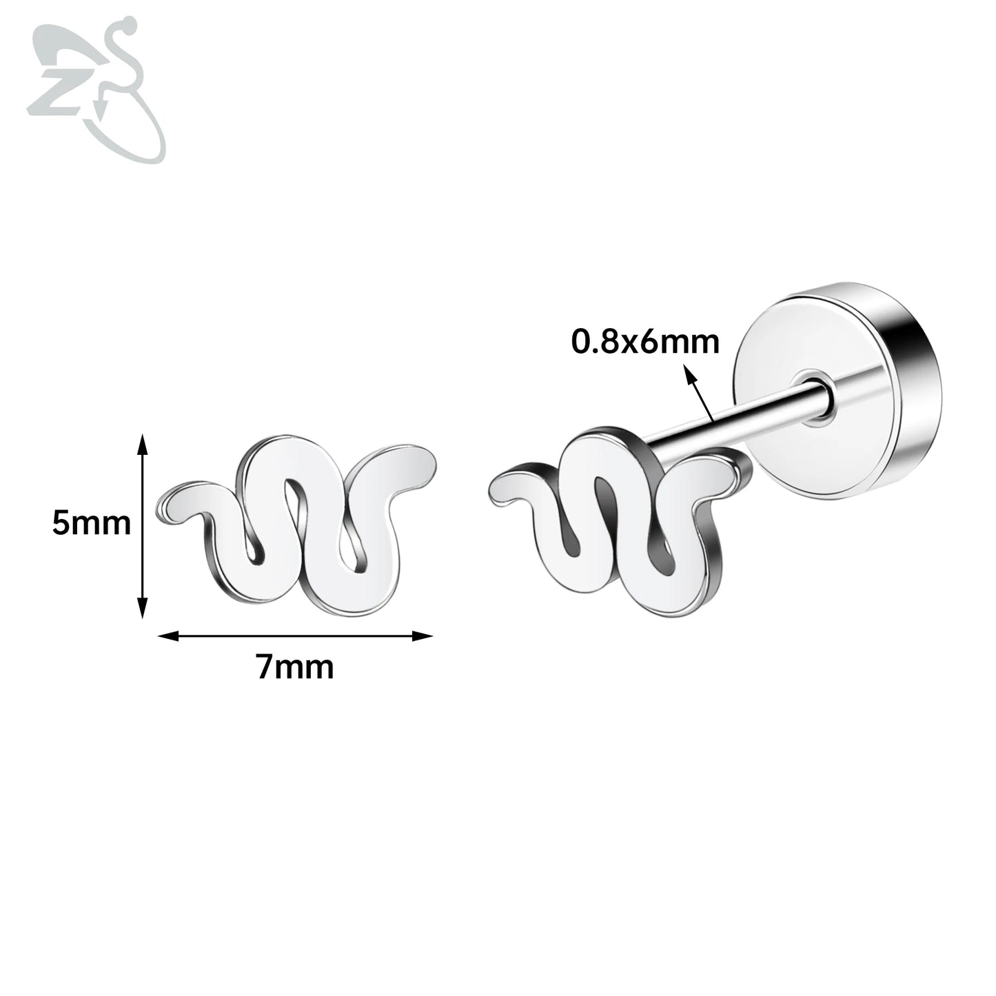 ZS 1 Pair Cute Heart Flower Stud Earring For Women Girls 20G Stainless Steel Flat Back Earrings Cartilage Helix Conch Piercings