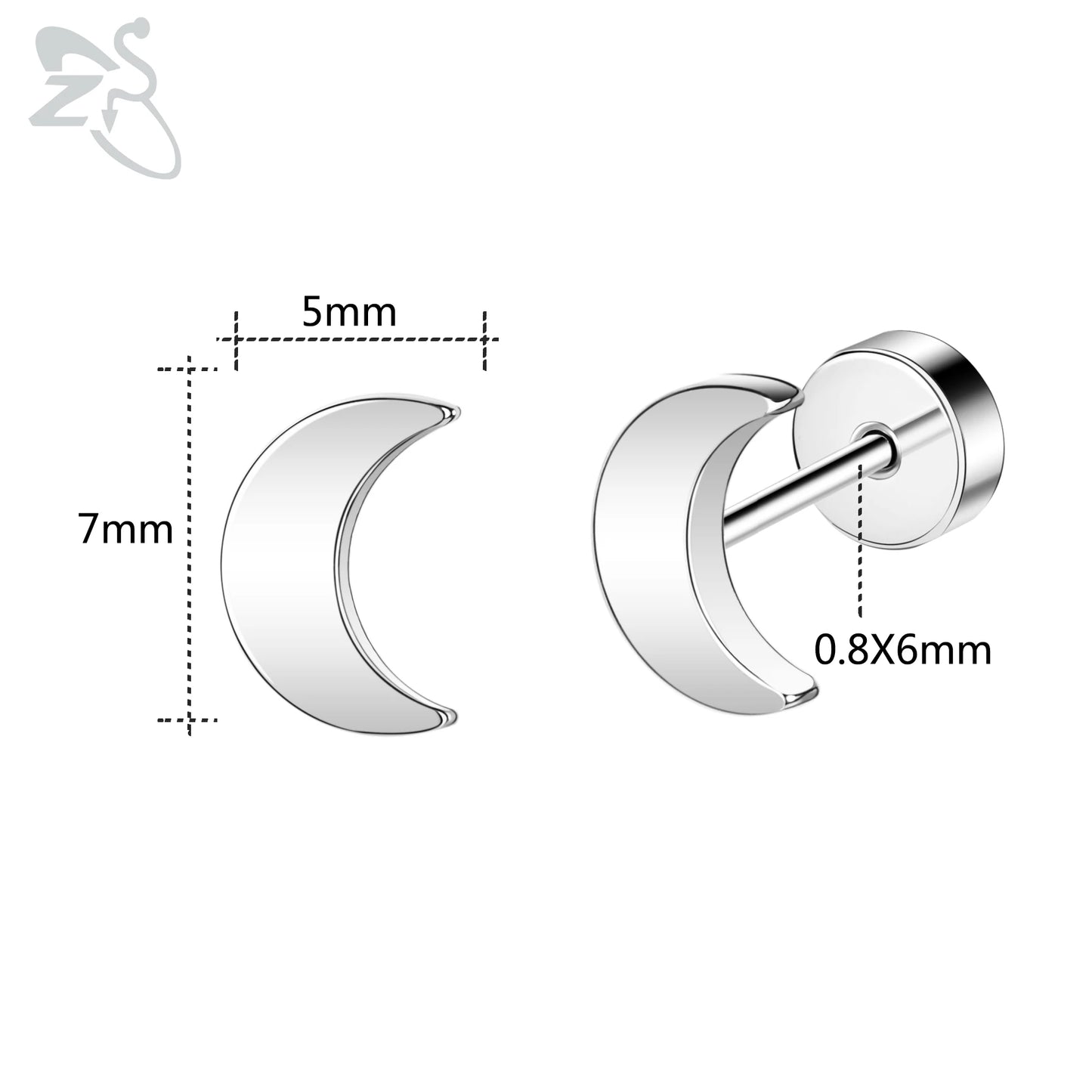 ZS 1 Pair Cute Heart Flower Stud Earring For Women Girls 20G Stainless Steel Flat Back Earrings Cartilage Helix Conch Piercings
