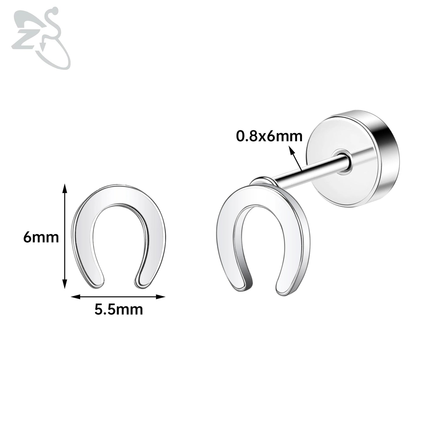 ZS 1 Pair Cute Heart Flower Stud Earring For Women Girls 20G Stainless Steel Flat Back Earrings Cartilage Helix Conch Piercings
