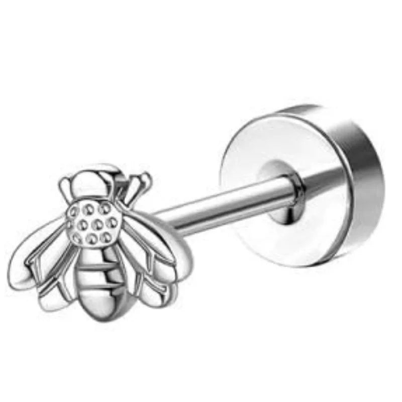 Bobisty 1pc Earrings for Sensitive Ears Surgical Stainless Steel Earrings for Women Dainty Flat Back Earring Stud Hoop Cartilage