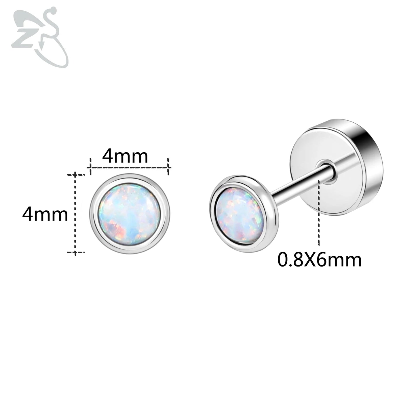 ZS 1 Pair Cute Heart Flower Stud Earring For Women Girls 20G Stainless Steel Flat Back Earrings Cartilage Helix Conch Piercings