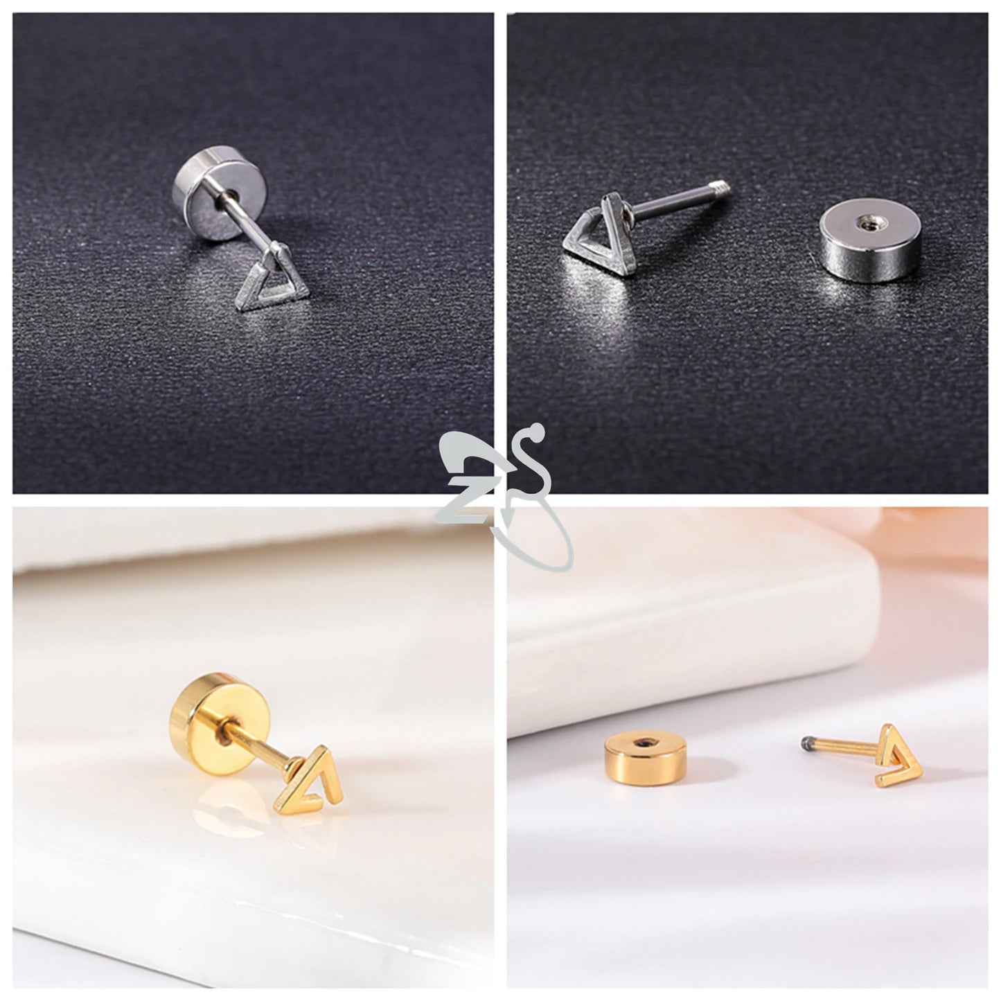 ZS 1 Pair Cute Heart Flower Stud Earring For Women Girls 20G Stainless Steel Flat Back Earrings Cartilage Helix Conch Piercings