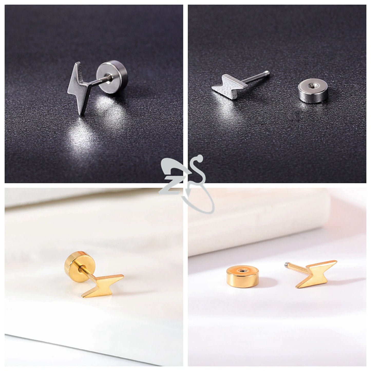 ZS 1 Pair Cute Heart Flower Stud Earring For Women Girls 20G Stainless Steel Flat Back Earrings Cartilage Helix Conch Piercings