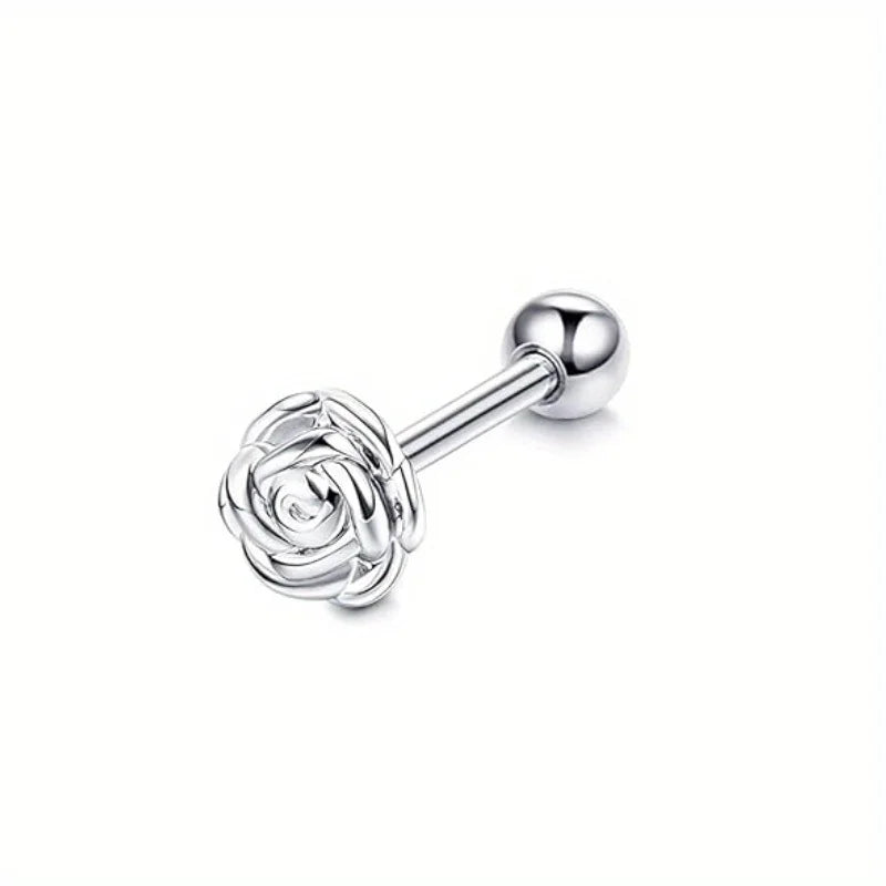 Drperfect Cartilage Earring Stud for Women Stainless Steel Cartilage Hoop Earring Heart Flower Chain Dangle CZ Piercing Jewelry