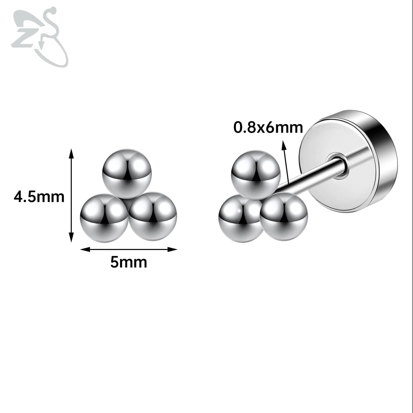 ZS 1 Pair Cute Heart Flower Stud Earring For Women Girls 20G Stainless Steel Flat Back Earrings Cartilage Helix Conch Piercings