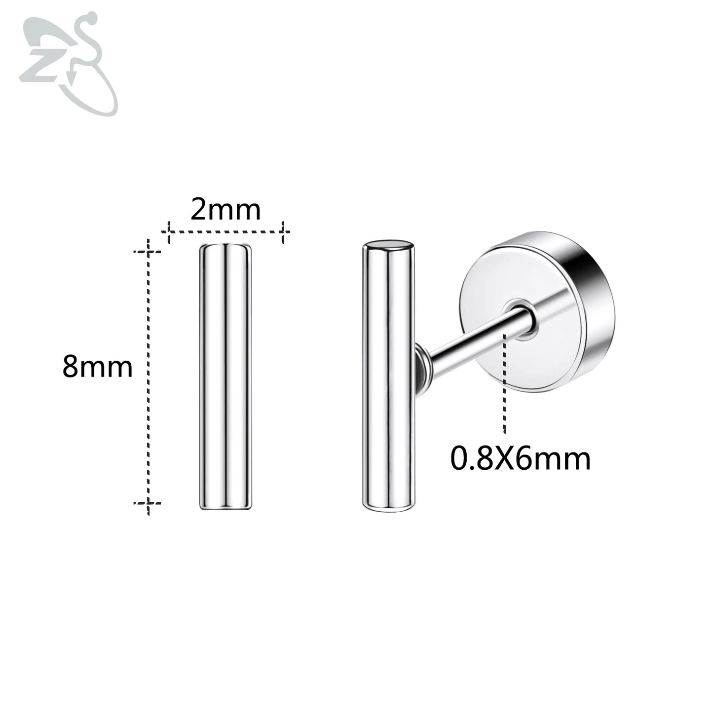 ZS 1 Pair Cute Heart Flower Stud Earring For Women Girls 20G Stainless Steel Flat Back Earrings Cartilage Helix Conch Piercings