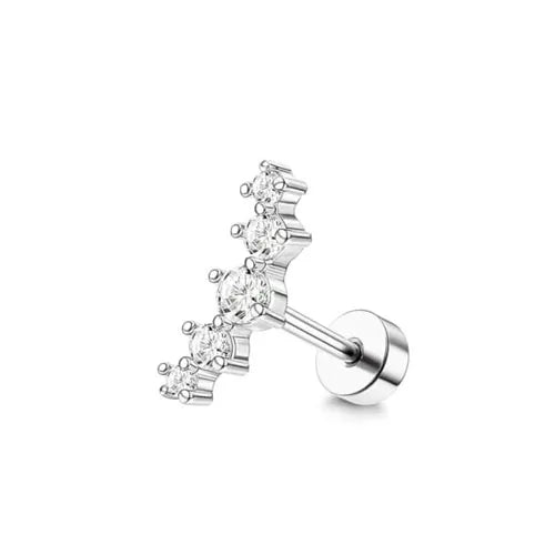 Drperfect Cartilage Earring Stainless Steel Helix for Women Opal CZ Stud Earrings Butterfly Flat Back Cartilage Piercing Jewelry