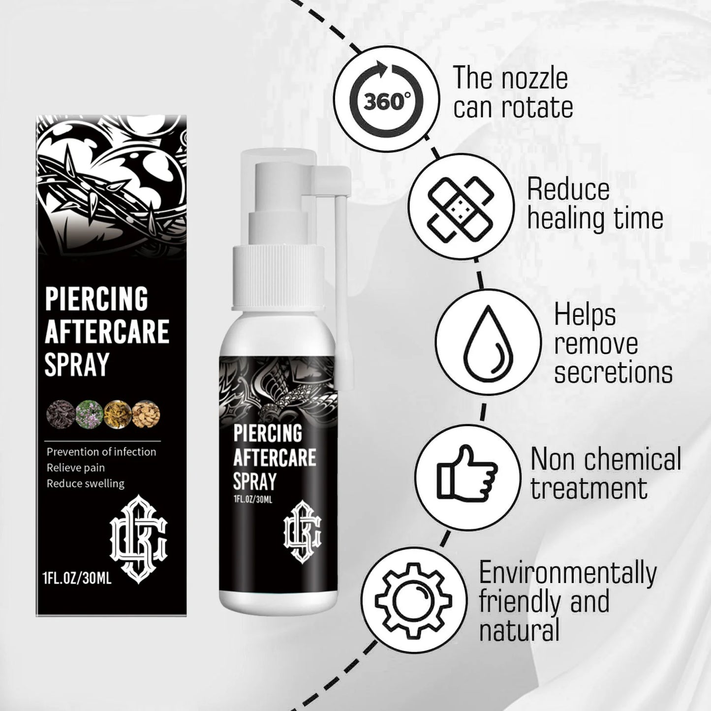 After Piercing Spray Reduce Allergy Swelling Ear Disinfecting Cleaning Earring Hole Soothing Piercing Aftercare Cleaner Fluid