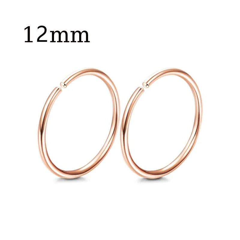 1/12 Pairs Rosegold Stainless Steel Tiny CZ Ball Flat Back Stud Earring Multiple Piercing Cartilage Hoop Earrings for Women and Men
