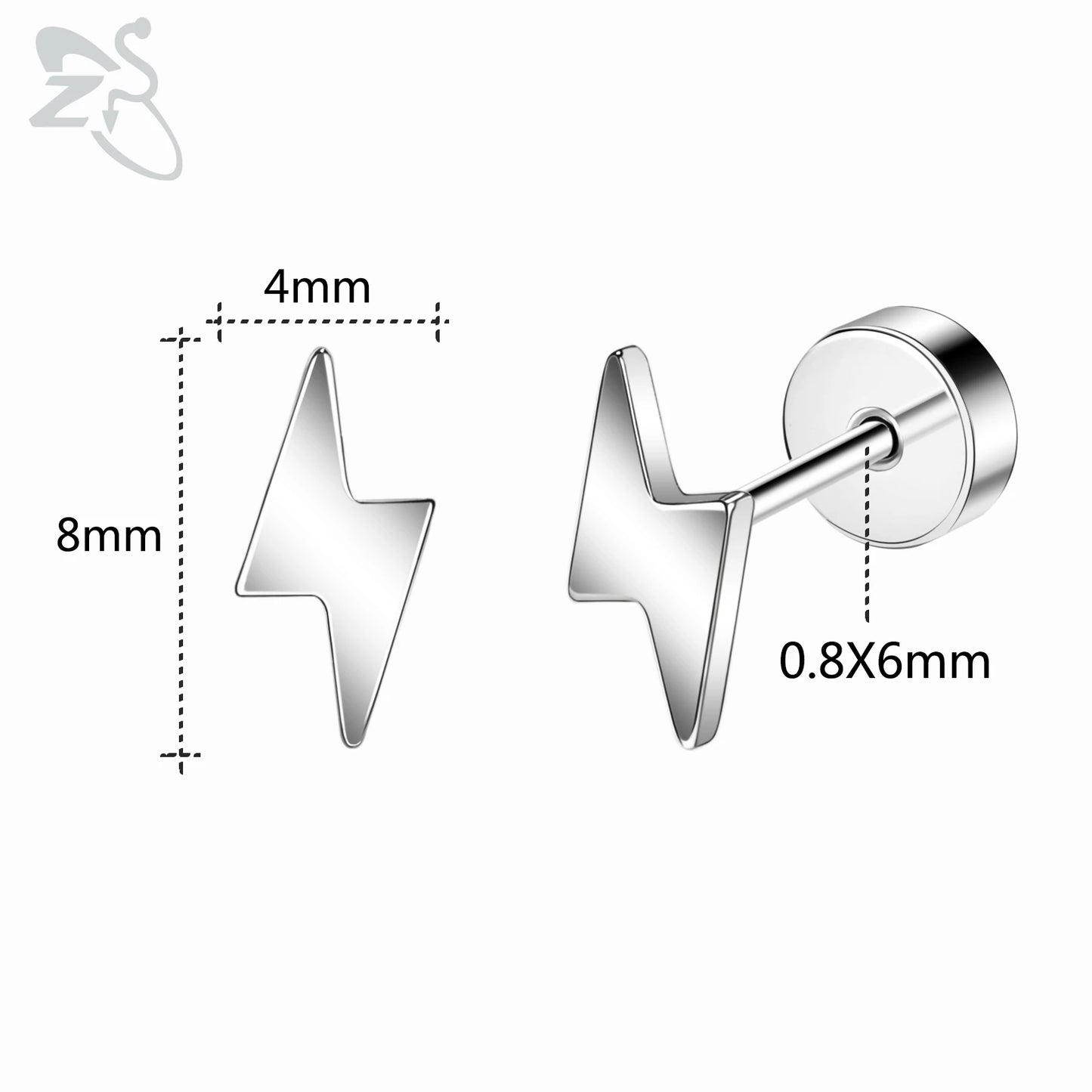 ZS 1 Pair Cute Heart Flower Stud Earring For Women Girls 20G Stainless Steel Flat Back Earrings Cartilage Helix Conch Piercings