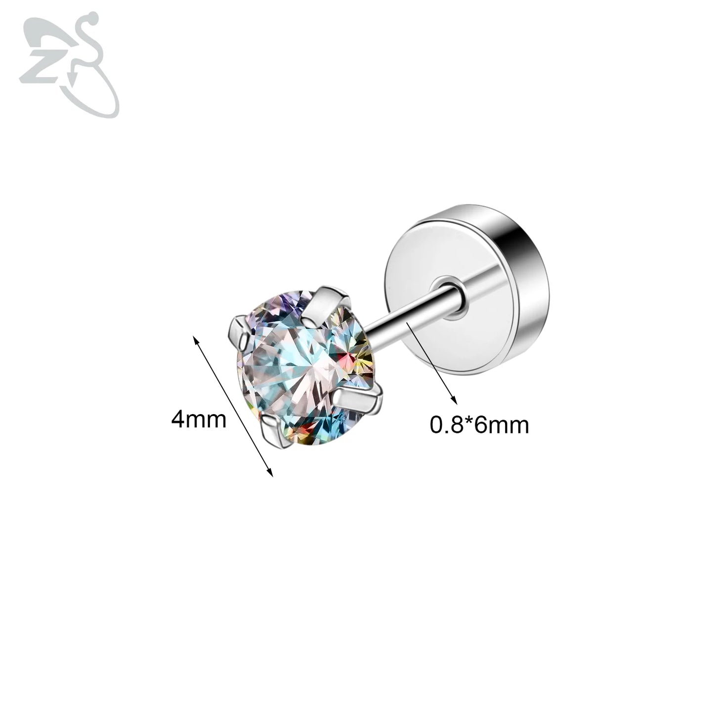 ZS 1 Pair Cute Heart Flower Stud Earring For Women Girls 20G Stainless Steel Flat Back Earrings Cartilage Helix Conch Piercings