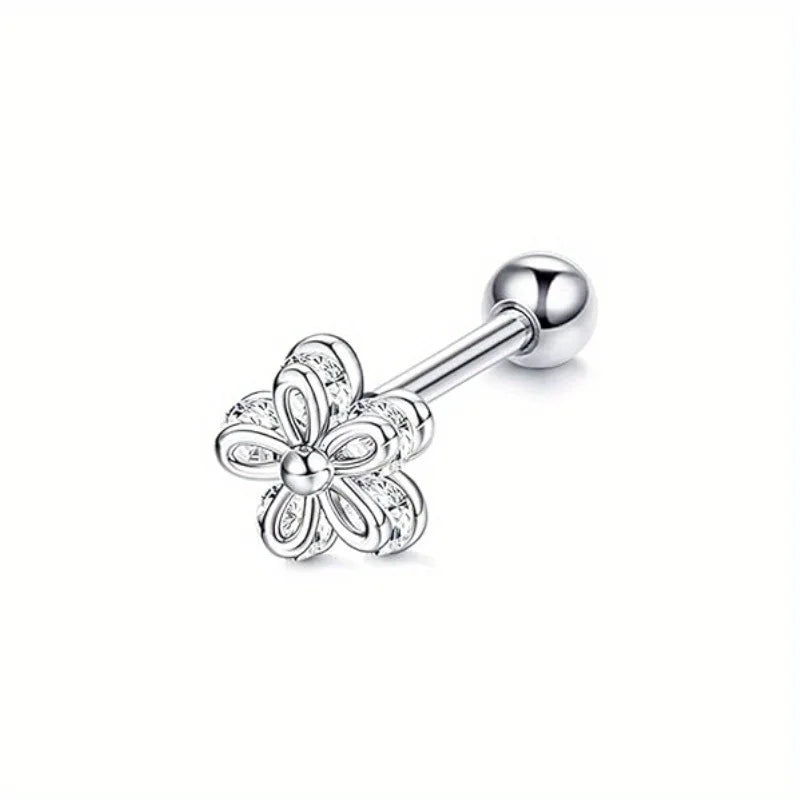 Drperfect Cartilage Earring Stud for Women Stainless Steel Cartilage Hoop Earring Heart Flower Chain Dangle CZ Piercing Jewelry