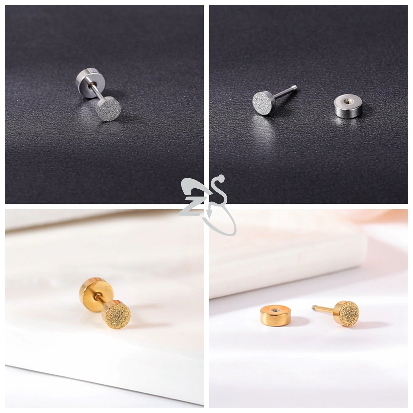 ZS 1 Pair Cute Heart Flower Stud Earring For Women Girls 20G Stainless Steel Flat Back Earrings Cartilage Helix Conch Piercings