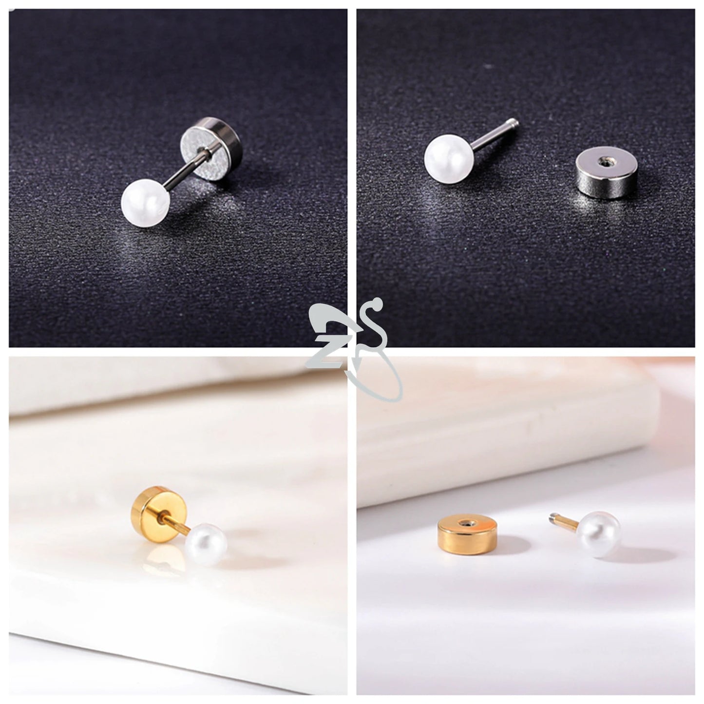 ZS 1 Pair Cute Heart Flower Stud Earring For Women Girls 20G Stainless Steel Flat Back Earrings Cartilage Helix Conch Piercings