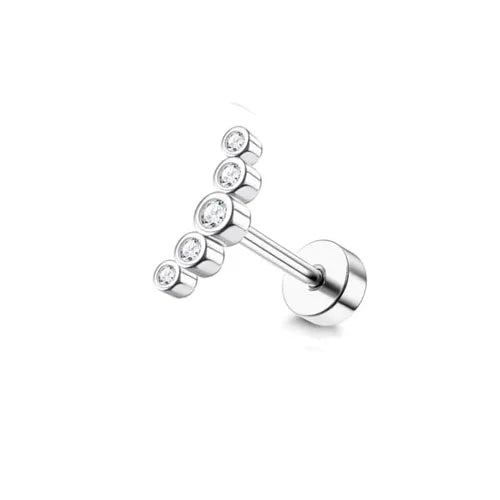 Drperfect Cartilage Earring Stainless Steel Helix for Women Opal CZ Stud Earrings Butterfly Flat Back Cartilage Piercing Jewelry