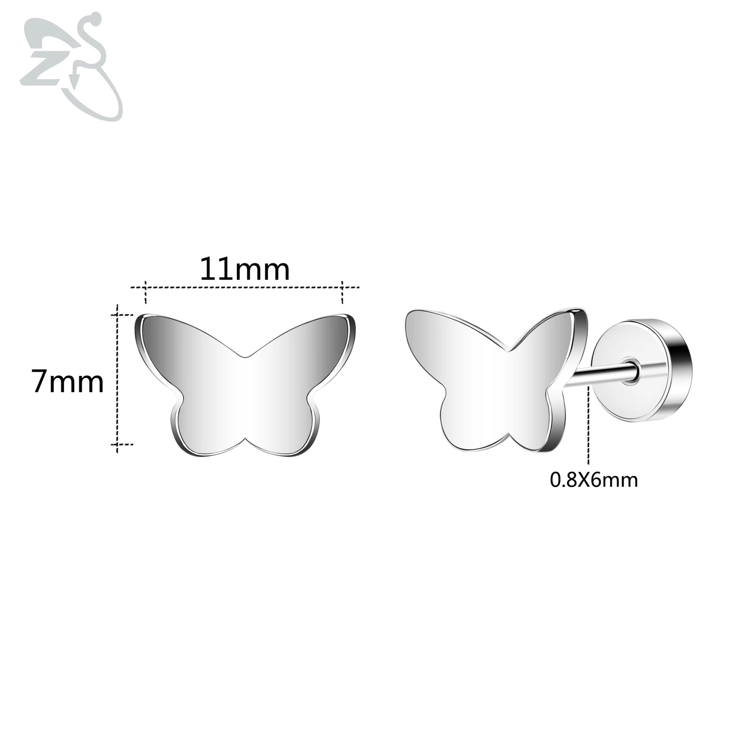 ZS 1 Pair Cute Heart Flower Stud Earring For Women Girls 20G Stainless Steel Flat Back Earrings Cartilage Helix Conch Piercings
