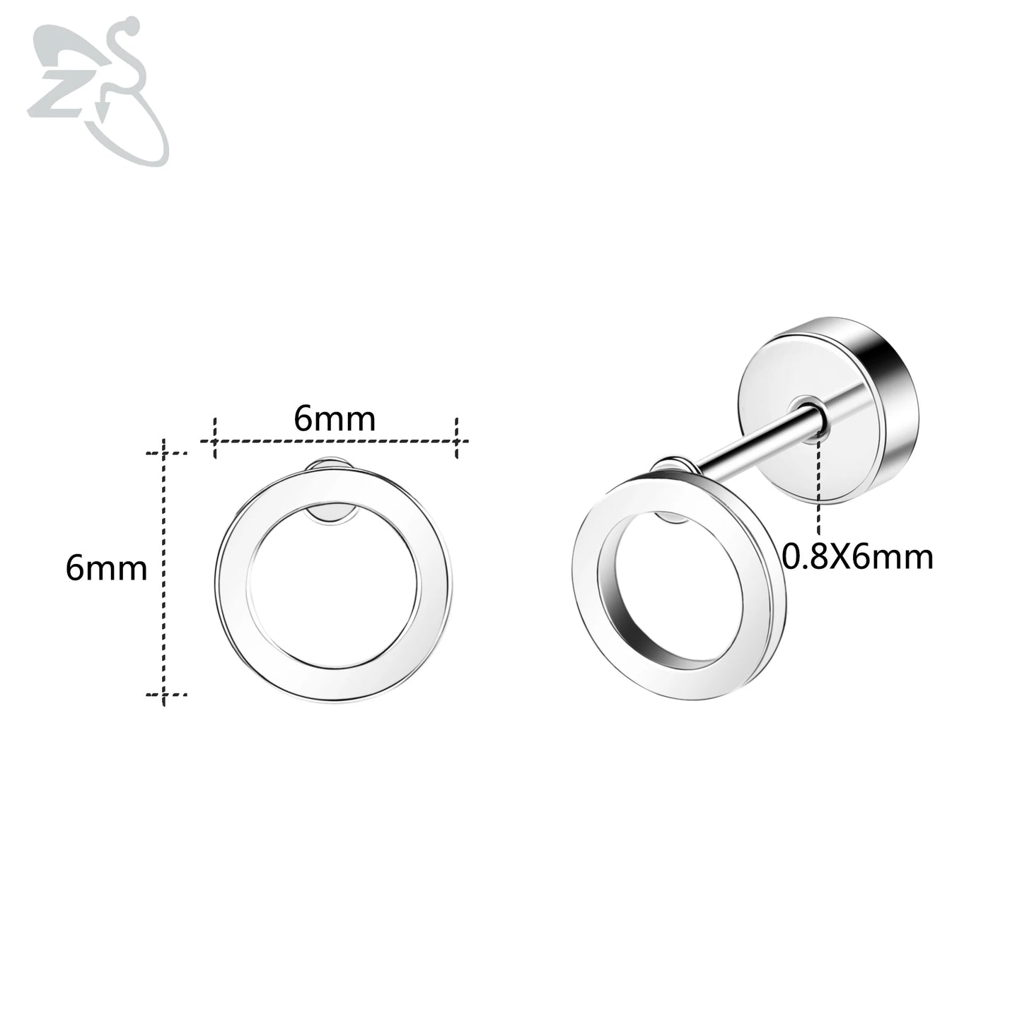 ZS 1 Pair Cute Heart Flower Stud Earring For Women Girls 20G Stainless Steel Flat Back Earrings Cartilage Helix Conch Piercings