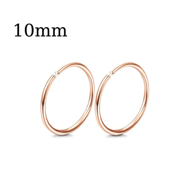 1/12 Pairs Rosegold Stainless Steel Tiny CZ Ball Flat Back Stud Earring Multiple Piercing Cartilage Hoop Earrings for Women and Men