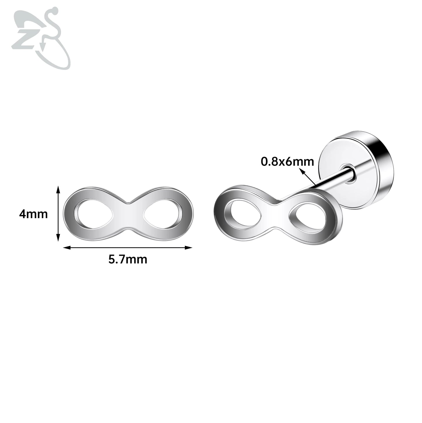 ZS 1 Pair Cute Heart Flower Stud Earring For Women Girls 20G Stainless Steel Flat Back Earrings Cartilage Helix Conch Piercings