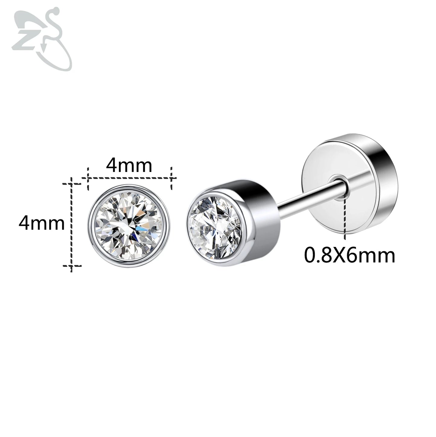 ZS 1 Pair Cute Heart Flower Stud Earring For Women Girls 20G Stainless Steel Flat Back Earrings Cartilage Helix Conch Piercings