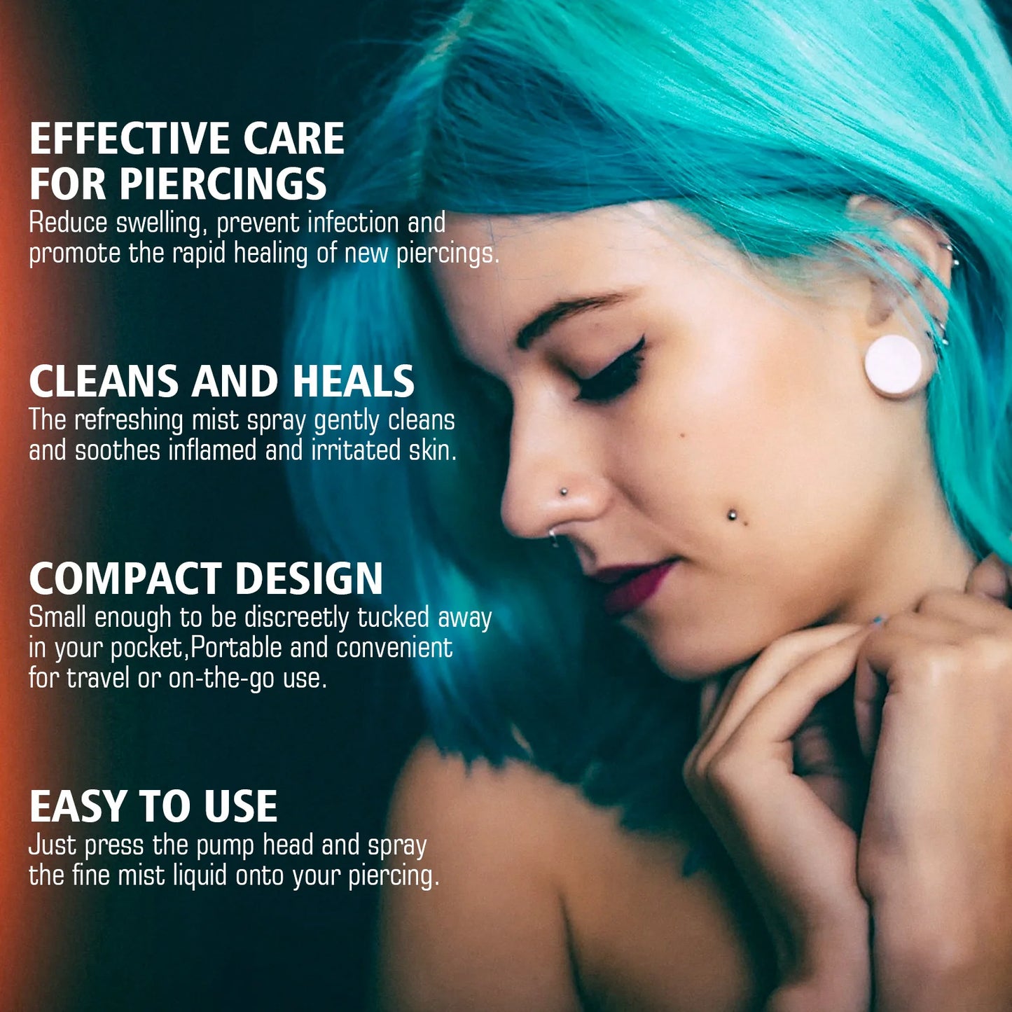 After Piercing Spray Reduce Allergy Swelling Ear Disinfecting Cleaning Earring Hole Soothing Piercing Aftercare Cleaner Fluid