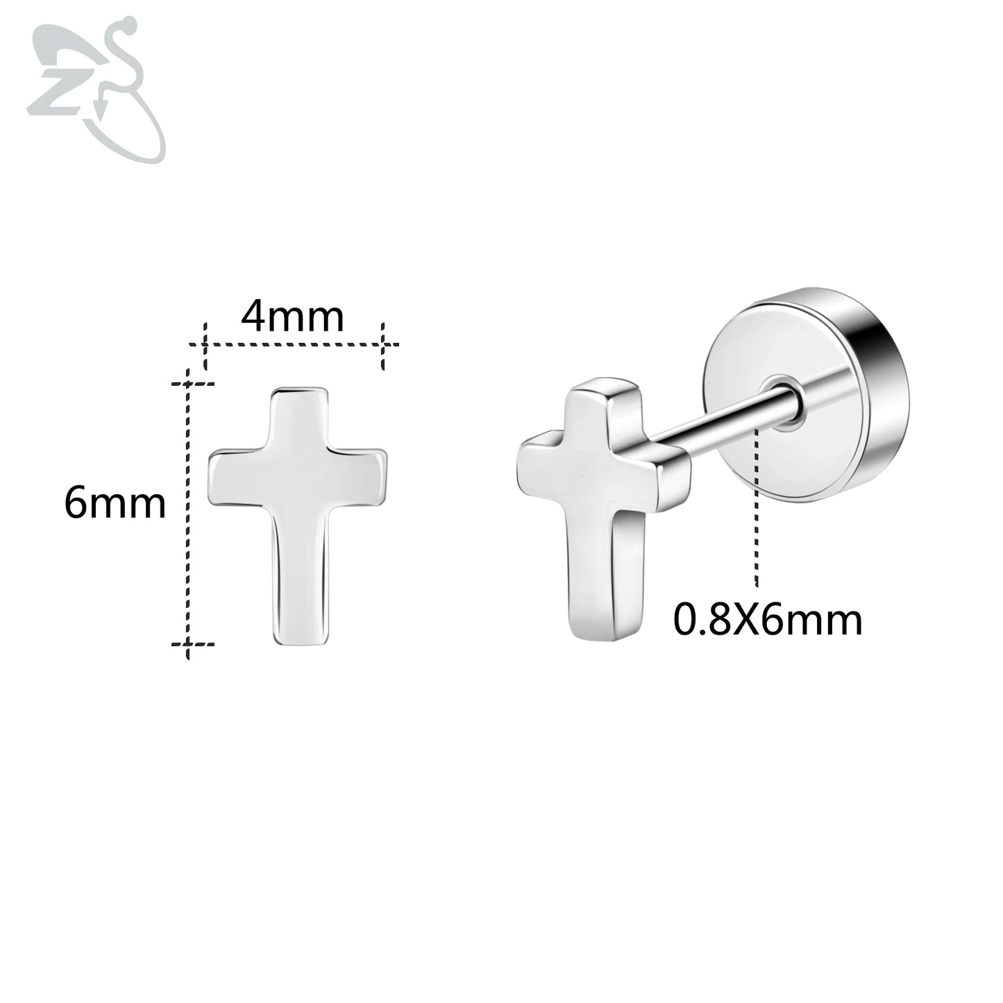 ZS 1 Pair Cute Heart Flower Stud Earring For Women Girls 20G Stainless Steel Flat Back Earrings Cartilage Helix Conch Piercings