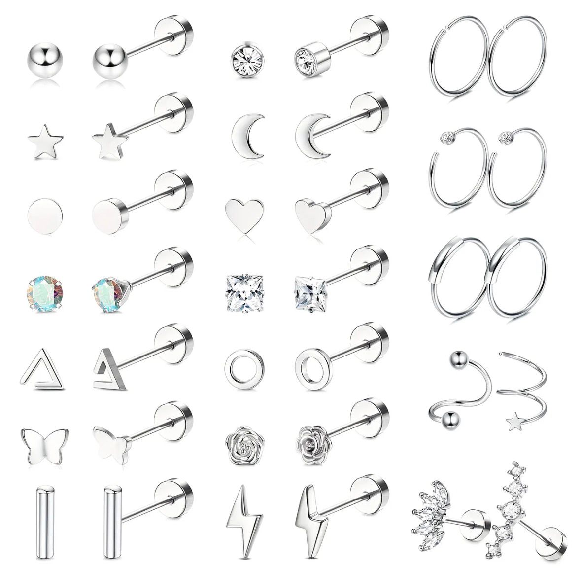 Silver Round Flat Back Studs