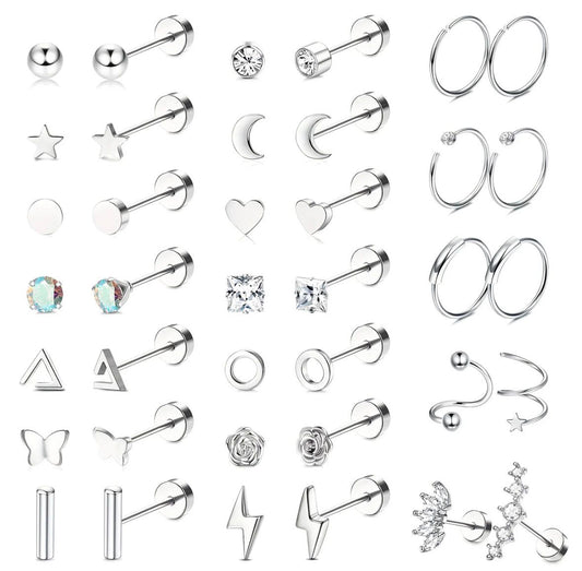 Silver Round Flat Back Studs